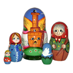 Матрешка Сказка Гуси-Лебеди (5 в 1) (RNToys)